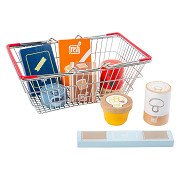 Small Foot - Wooden Play Food in Shopping Basket, 9dlg.