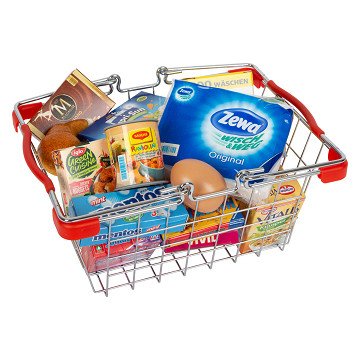 Small Foot - Play Food in Metal Shopping Basket, 25dlg.