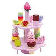 Small Foot - Wooden Etagere with Play Food Candy, 22 pcs.