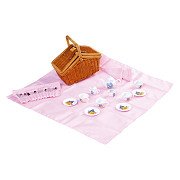Small Foot - Wooden Picnic Basket with Tableware Romantic, 30 pcs.