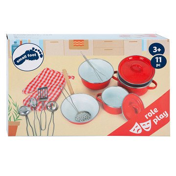 Small Foot - Pans and Cookware Set Red, 11-piece.