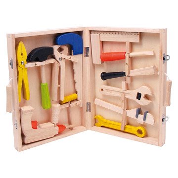 Small Foot - Wooden tool box, 13 pcs.