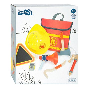 Small Foot - Firefighter Backpack with Wooden Fire Department Attributes, 8pcs.
