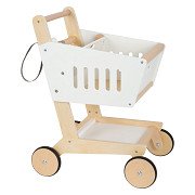 Small Foot - Supermarkt-Einkaufswagen aus Holz, Weiß