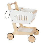 Small Foot - Wooden Supermarket Shopping Cart White