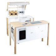 Small Foot - Wooden White Shop with Cash Register and Conveyor Belt