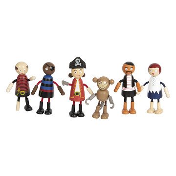 Small Foot - Biegbare Piratenfiguren aus Holz, 6 Stück