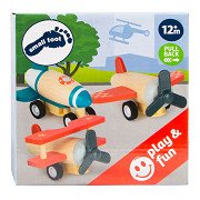 Small Foot - Wooden Pull-back Airplanes, Set of 3