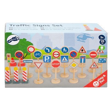 Small Foot - Wooden Mini Traffic Sign Set, 25pcs.