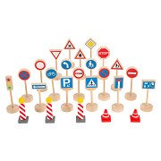 Small Foot - Wooden Mini Traffic Sign Set, 25pcs.