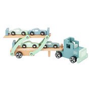 Small Foot - Wooden Truck Transporter Chicago with Cars, 9pcs.