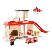 Small Foot - Wooden Fire Station with Accessories, 15dlg.