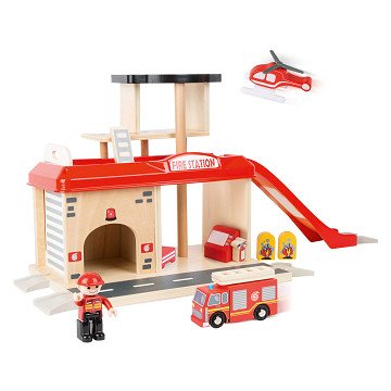 Small Foot - Wooden Fire Station with Accessories, 15 pcs.