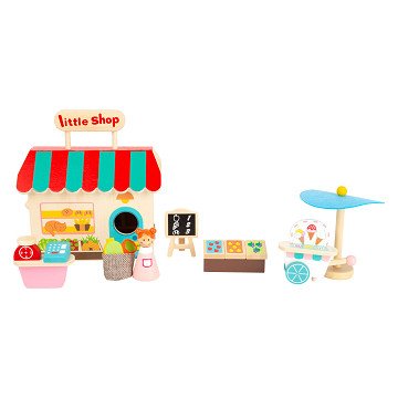 Small Foot - Wooden Take Along Play Shop Doll House, 15pcs.