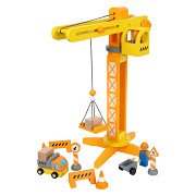 Small Foot - Wooden Crane Construction Site with Accessories, 14pcs.