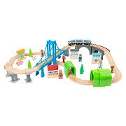 Small Foot - Holzeisenbahn-Set mit Brücke, 60-teilig.