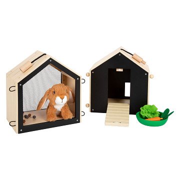 Small Foot - Wooden Rabbit Hutch with Rabbit Plush, 15 pcs.