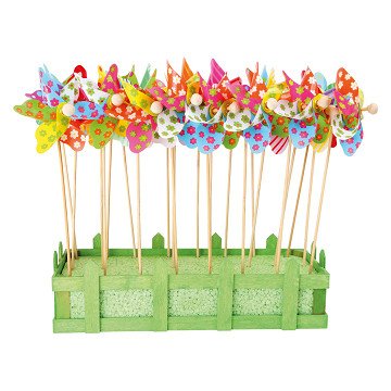 Small Foot - Wooden Windmill Flowers 28cm, 24pcs.