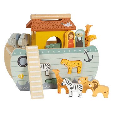 Small Foot - Wooden Shape Sorter Noah's Ark Safari, 15pcs.