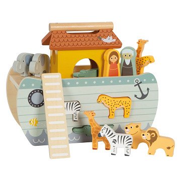 Small Foot - Wooden Shape Sort Noah's Ark Safari, 15 pcs.