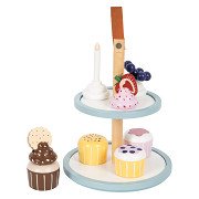 Small Foot - Wooden Play Food Etagere with Cupcakes, 13 pieces.