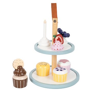 Small Foot - Wooden Play Food Etagere with Cupcakes, 13 pieces.