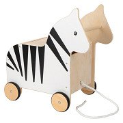 Small Foot - Wooden Toy Box and Zebra Wildlife Pull Figure