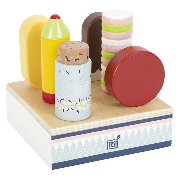 Small Foot - Eiscreme Fresh aus Holz mit Ständer, 7-tlg.