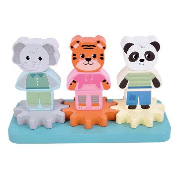 Small Foot – Stapelspiel aus Holz mit Zahnrädern, Jungle Friends FSC