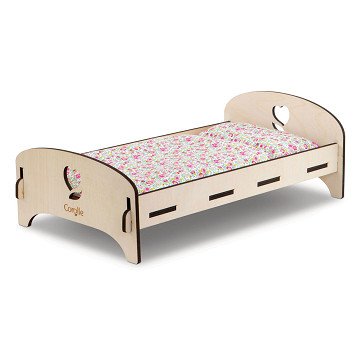 Corolle - Puppenbett aus Holz mit Blumenmuster