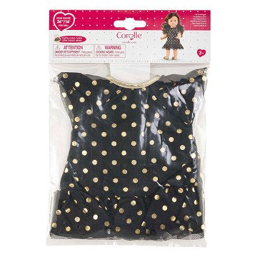 Ma Corolle Black Doll Dress with Gold Dots - 36cm