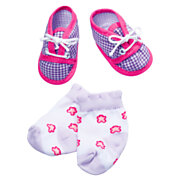 Socken und Schuhe für New Born Baby mit Karos