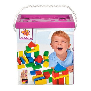 Eichhorn Wooden Blocks Colored, 50pcs.