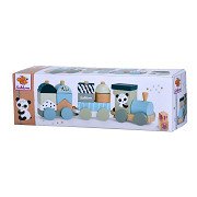 Eichhorn Wooden Block Train Panda, 16 pieces.
