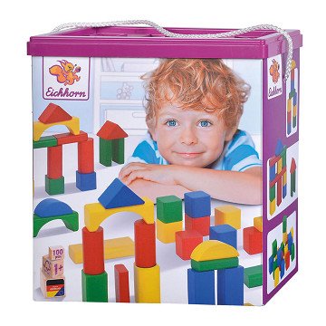 Eichhorn Wooden Colored Blocks, 100pcs.