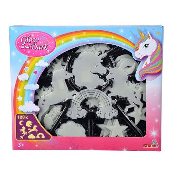 Im Dunkeln leuchtendes Einhorn-Set, 120-teilig.