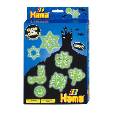 Hama Iron-on Bead Set - Glow in the Dark, 1500 pcs.