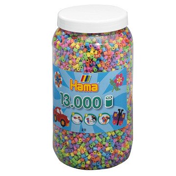 Hama Iron-on Beads in Pot - Pastel Mix (050), 13,000 pcs.