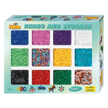 Hama Ironing Beads in Sorting Tray, 9600 pcs.
