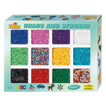 Hama Iron-on Beads in Sorting Bin, 9600 pcs.