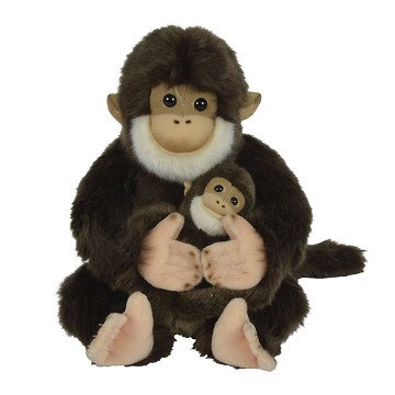 Plush Cuddle Monkey with Baby, 25cm