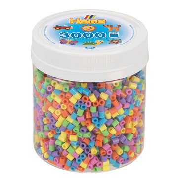 Hama Ironing Beads in Jar - Pastel Mix (50), 3000 pcs.