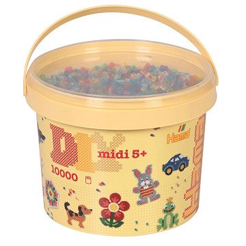 Hama Midi Transparent Iron-on Beads in Bucket, 10,000 pcs.