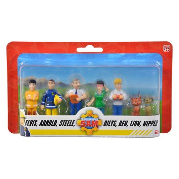 Fireman Sam Action Figures with 2 Dogs Set, 7 pcs.