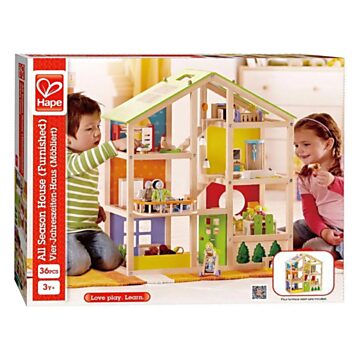 Hape Wooden 4 Seasons Dollhouse with Furniture