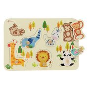 Classic World Houten Noppenpuzzel Wilde Dieren, 7st.