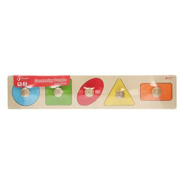 Classic World Wooden Knob Puzzle Shapes, 5 pcs.
