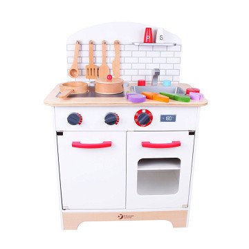 Classic World Wooden Play Kitchen, 21 pieces.