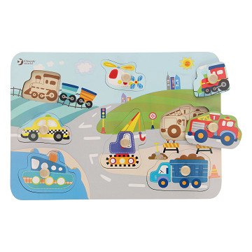 Classic World Wooden Stud Puzzle Traffic, 8 pcs.