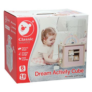 Klassischer Welt Aktivitätswürfel aus Holz